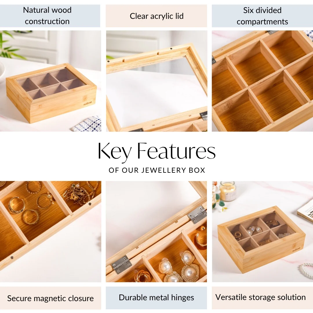 Multipurpose Wooden Storage Box With Compartments 21x16cm - Image 5