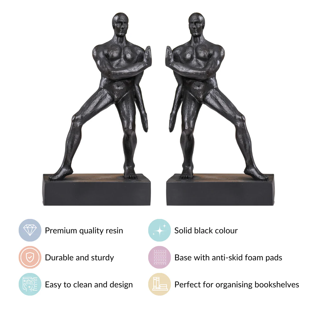 Muscle Men Resin Bookend Set Black - Image 4