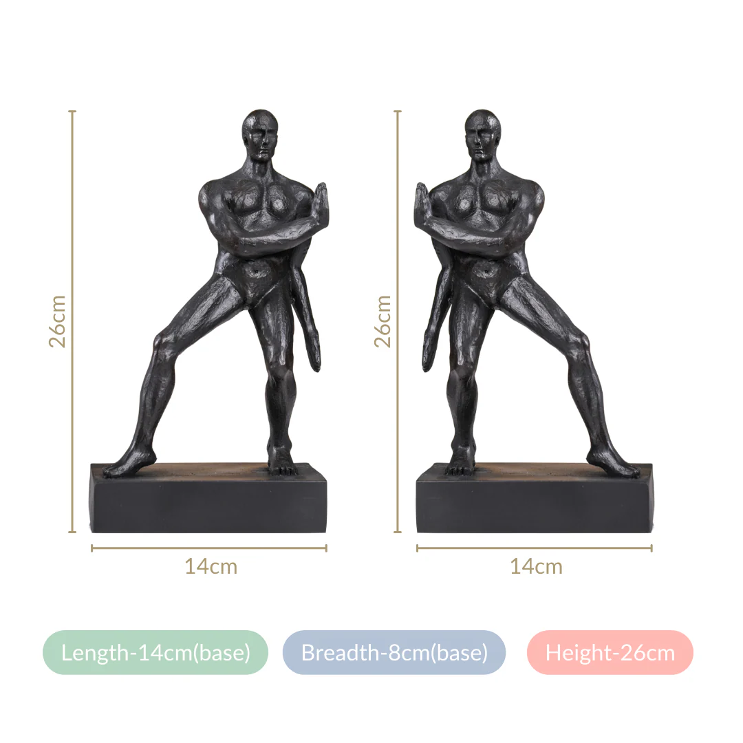Muscle Men Resin Bookend Set Black - Image 5