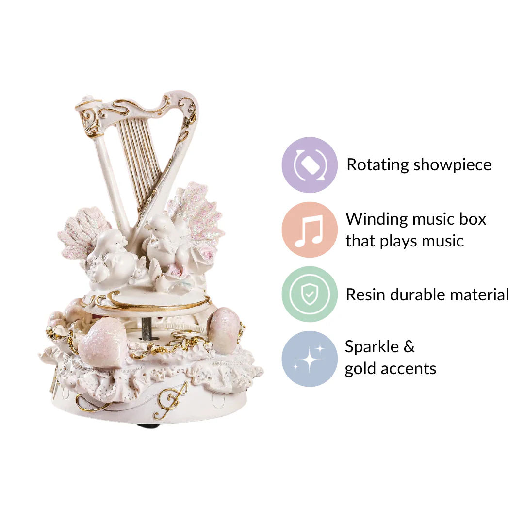 Musical Doves Showpiece Rotating Decor White - Image 3