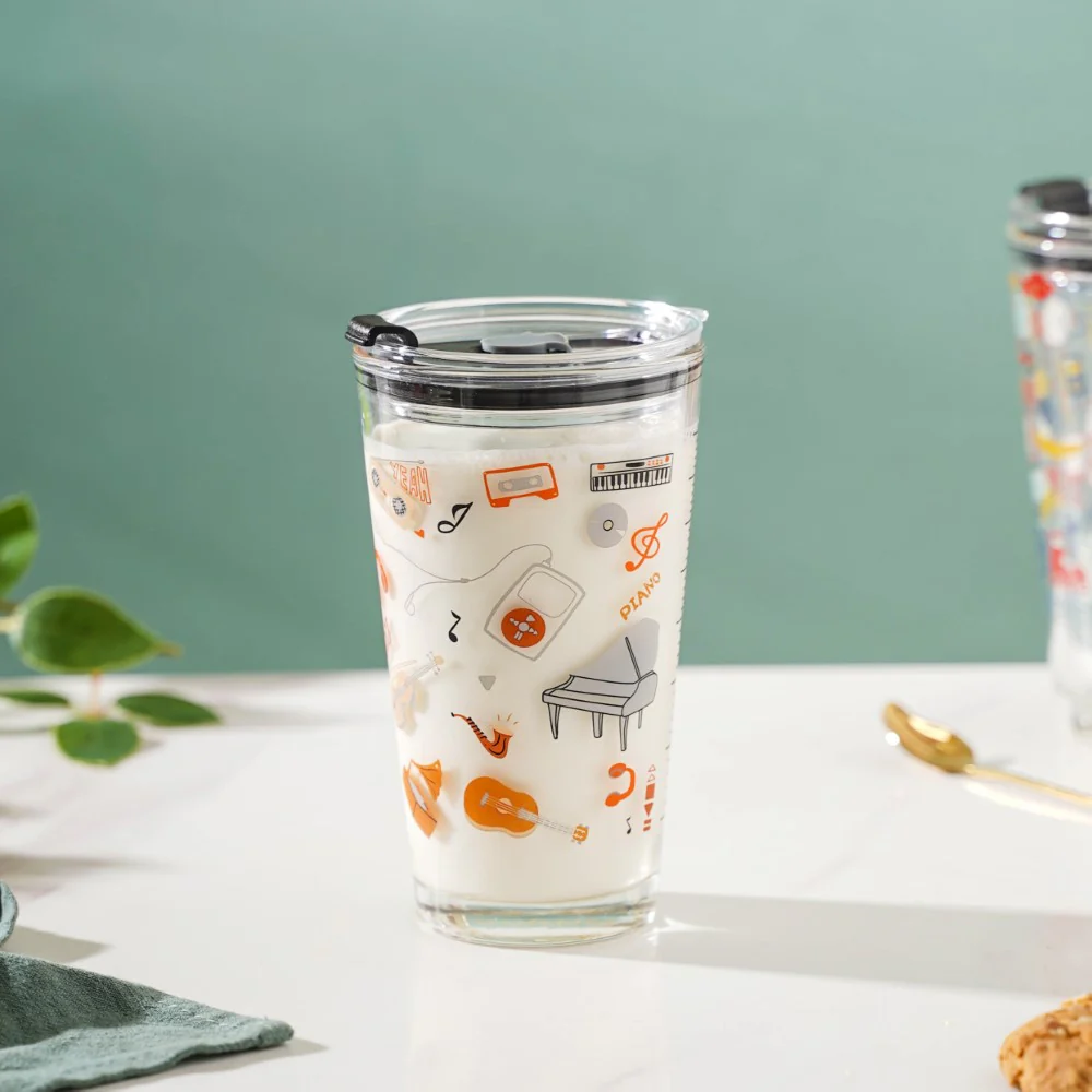 Musical Glass Tumbler With Lid 400 ml - Image 6