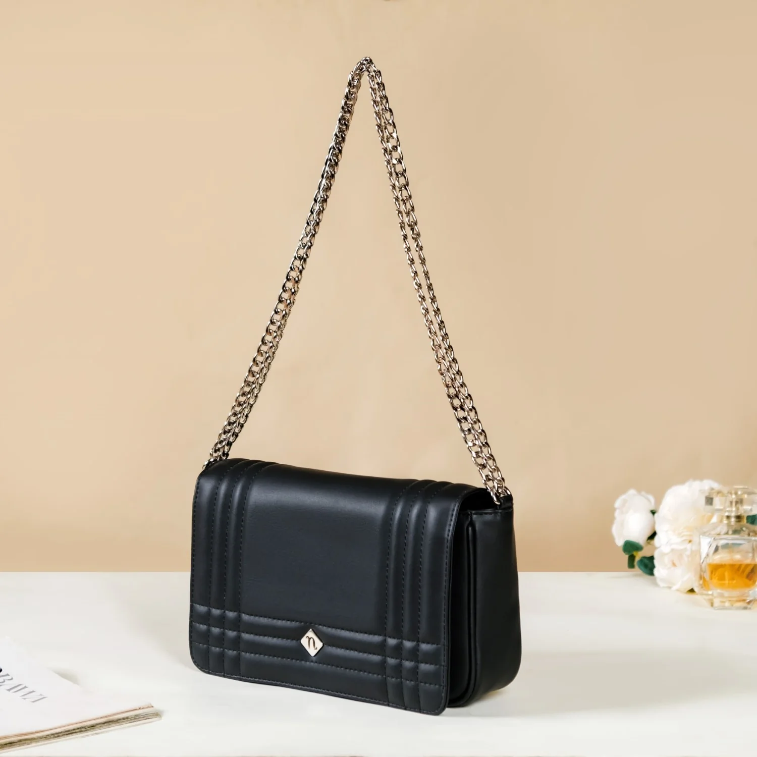 Must Have Classic Black Quilted Shoulder Bag - Image 12