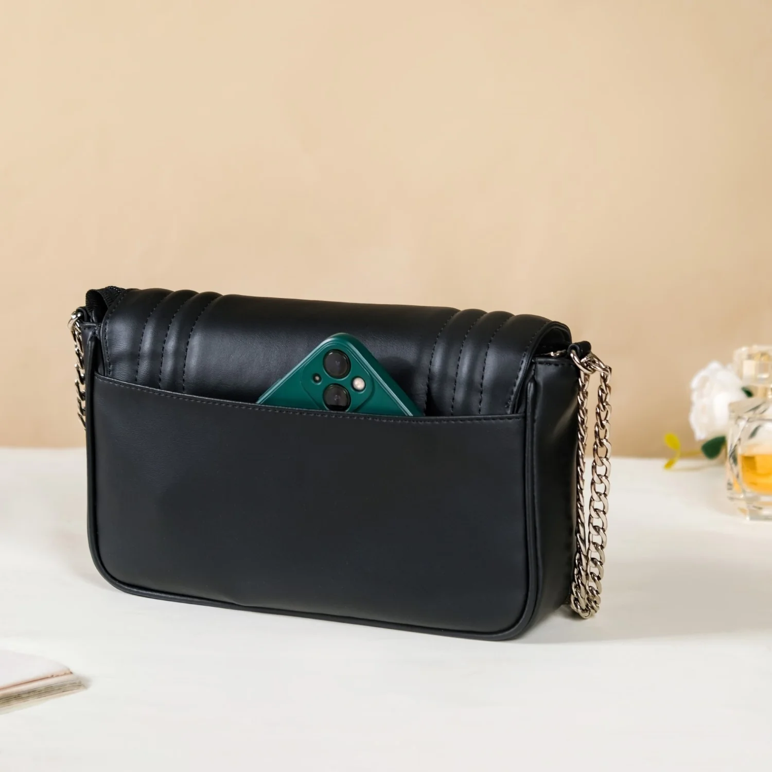 Must Have Classic Black Quilted Shoulder Bag - Image 5