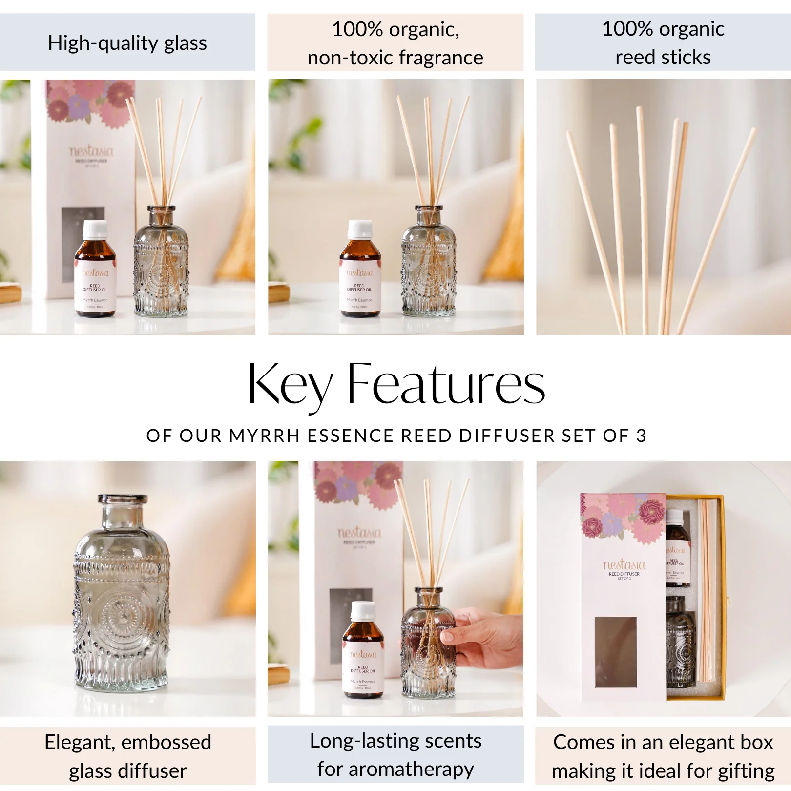 Myrrh Essence Reed Diffuser Set Of 3 - Image 5