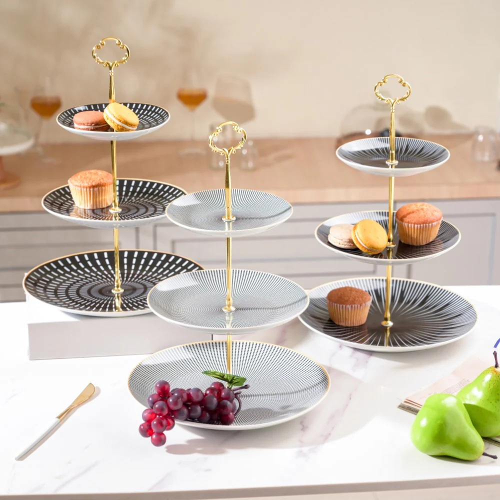 Mysa Printed Ceramic 3 Tier Display Stand Black And White - Image 7