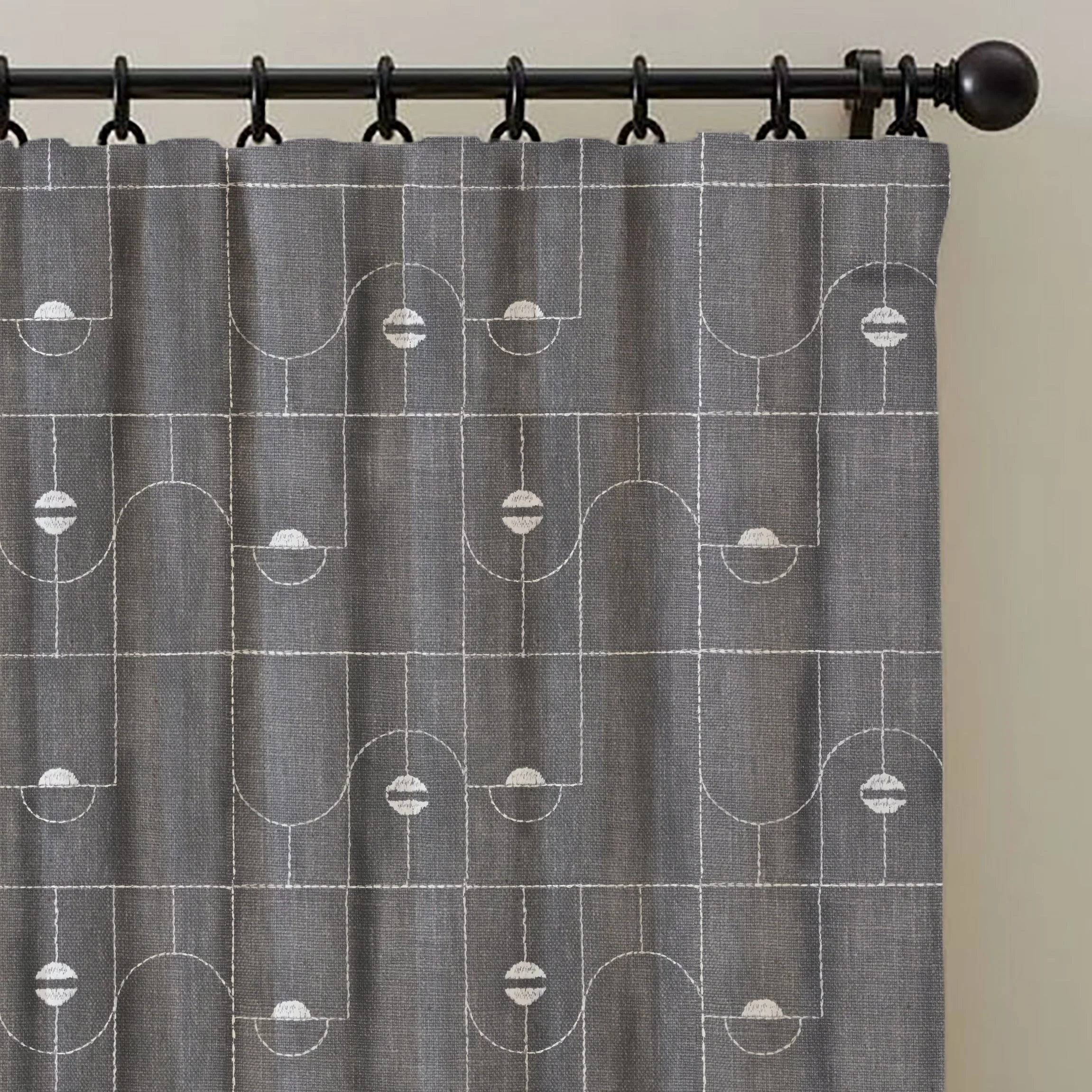 Mystic Grey Embroidered Door Curtain Set Of 2 84x54 Inch - Image 5