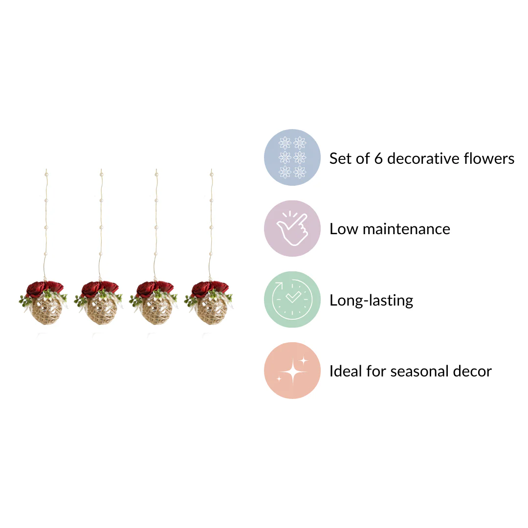 Natural Rose Rattan Hanging Decoration Sustainable Set Of 4 - Image 8