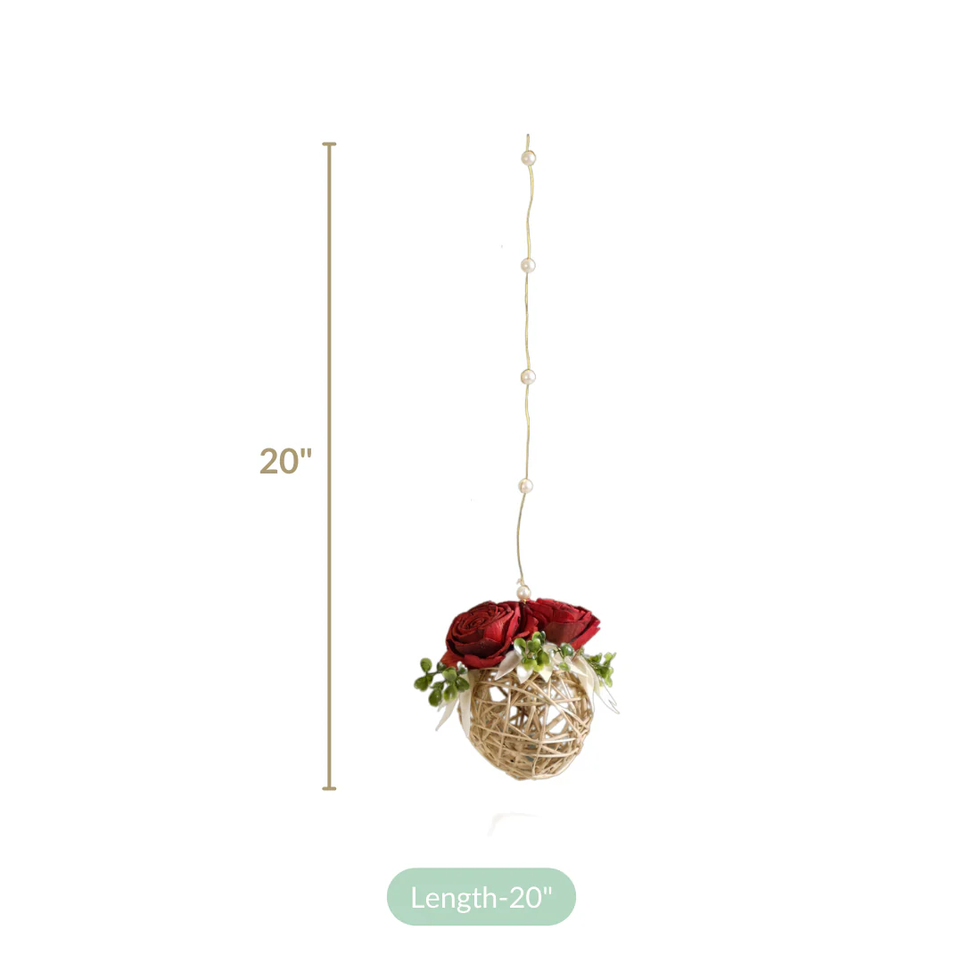 Natural Rose Rattan Hanging Decoration Sustainable Set Of 4 - Image 9