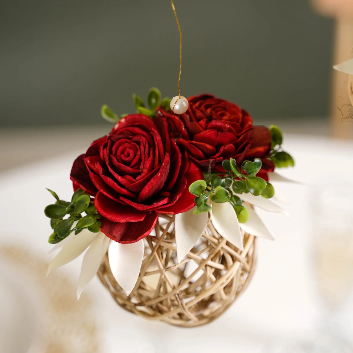 Natural Rose Rattan Wall Hanging Set Of 12 - Image 8