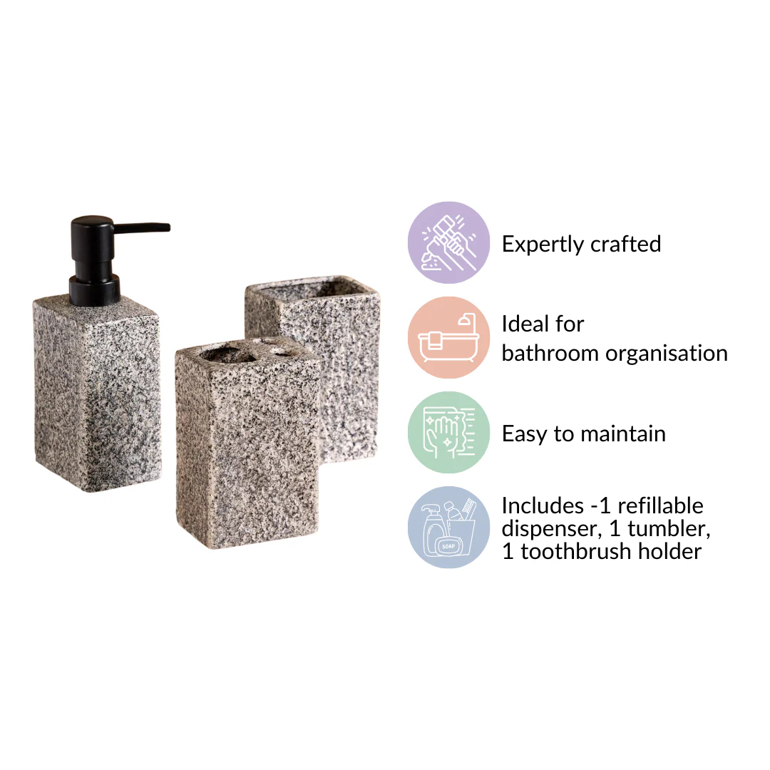 Natural Stone Textured Bathroom Set Of 3 - Image 5