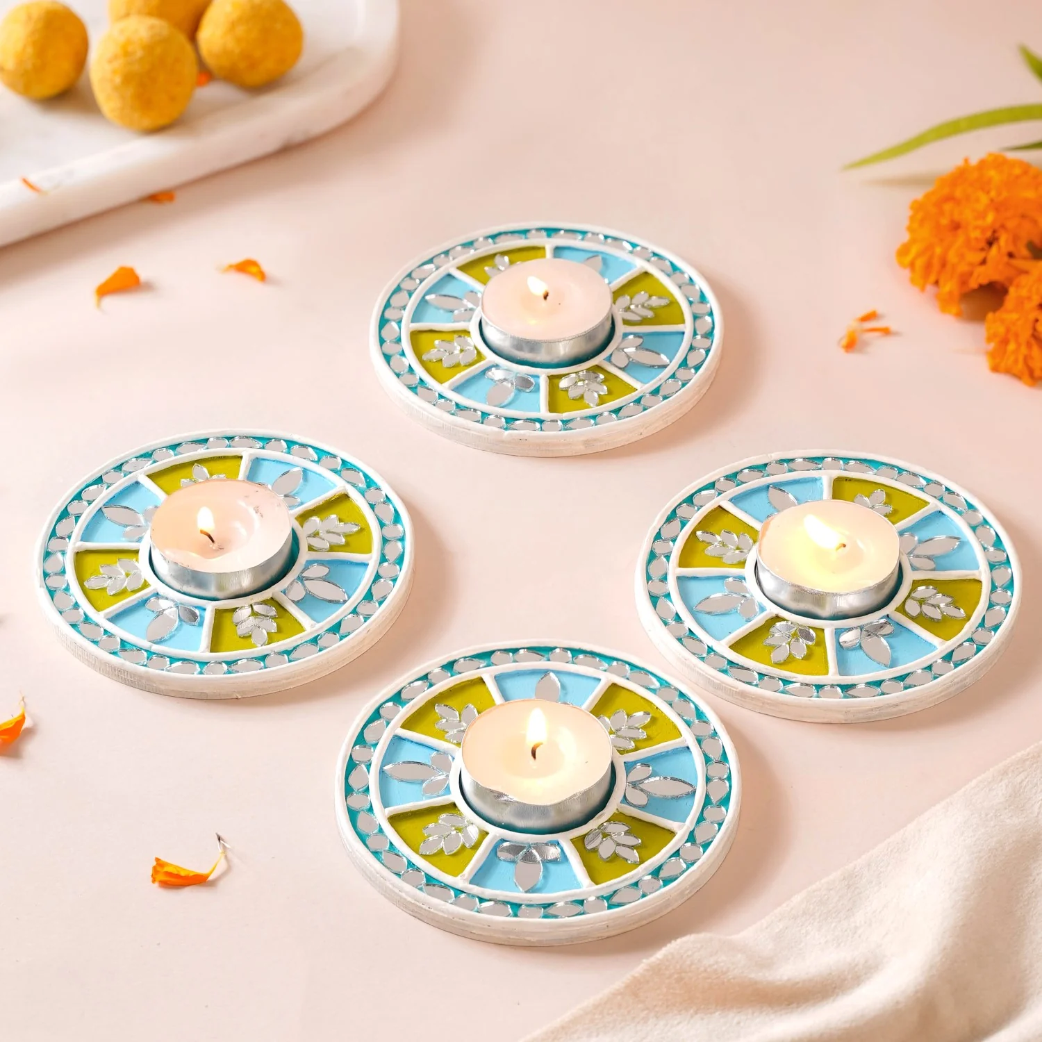 Nature Galore Lippan Art Tealight Candle Holder Set Of 4 - Image 2
