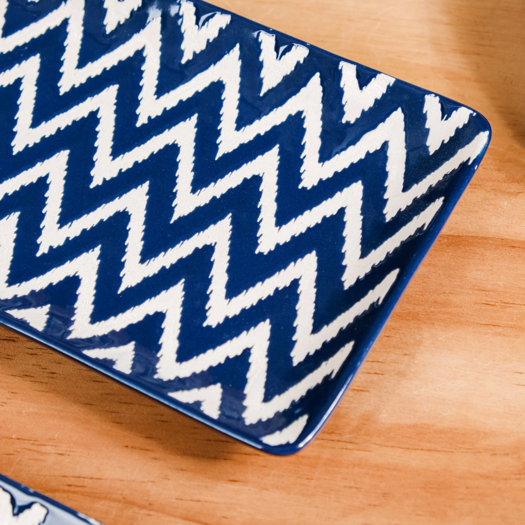 Navy Oscilla Ceramic Platter Set Of 4 7 Inch - Image 7