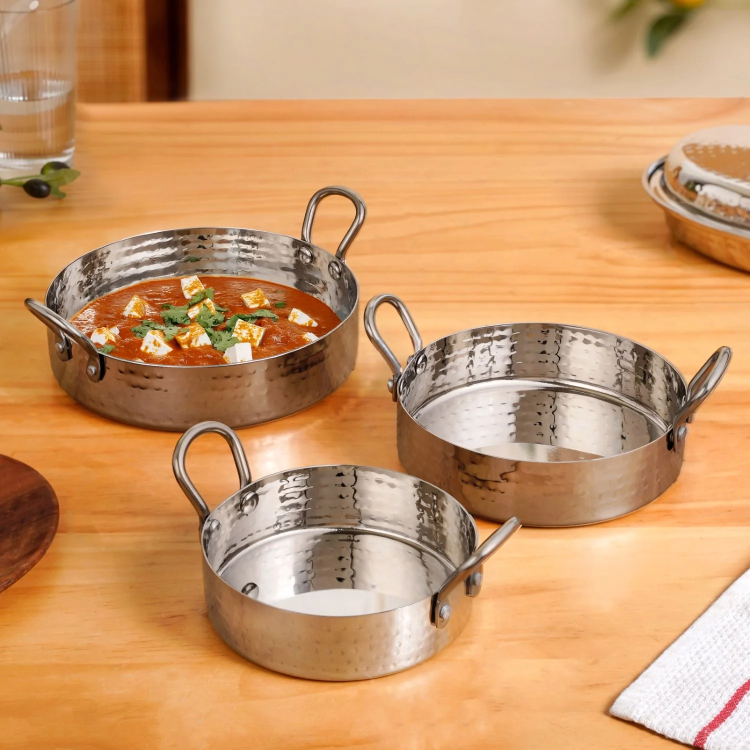 Nested Stainless Steel Round Serving Dish Set Of 3