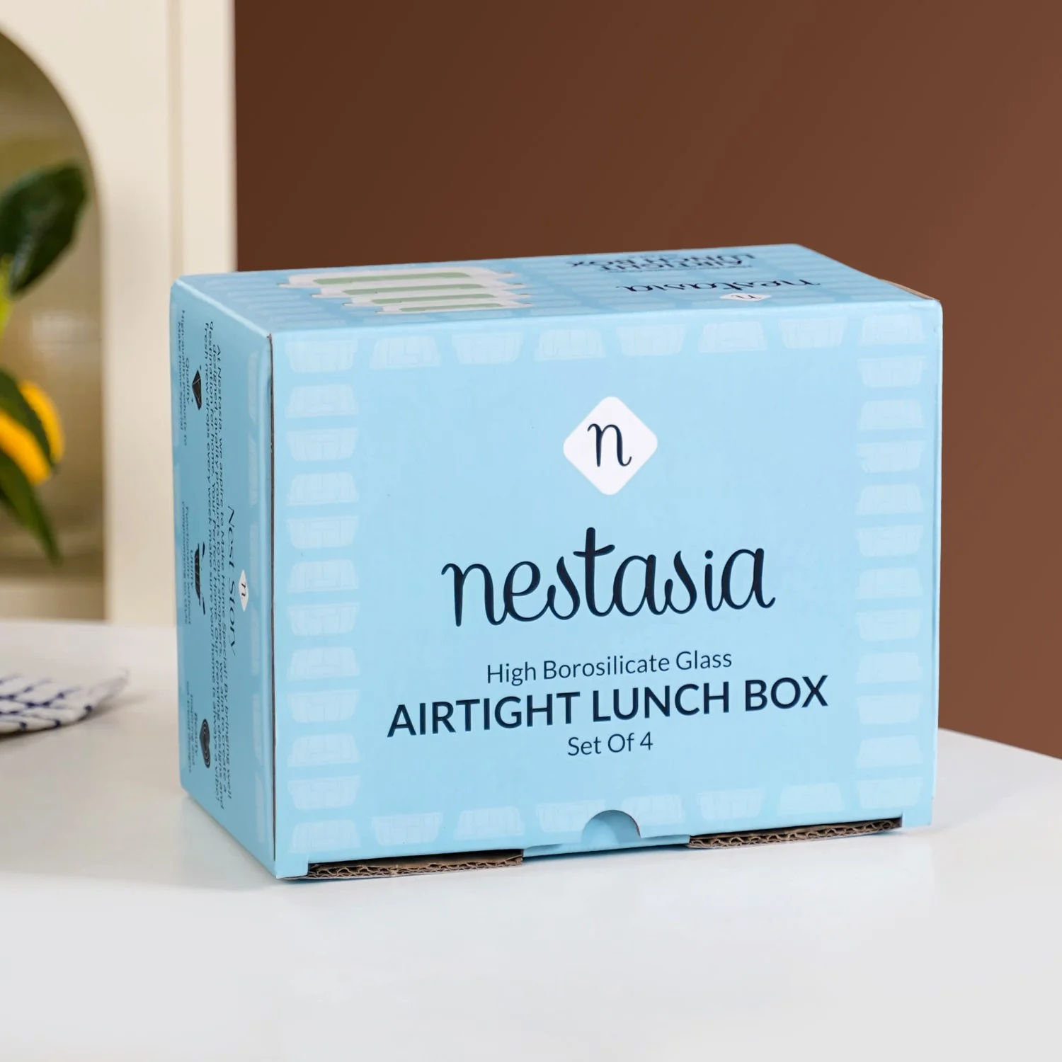 Nestro Leakproof Stackable Food Storage Lunch Box Set Of 4 Beige S 185ml M 370ml L 600ml XL 1000ml - Image 9
