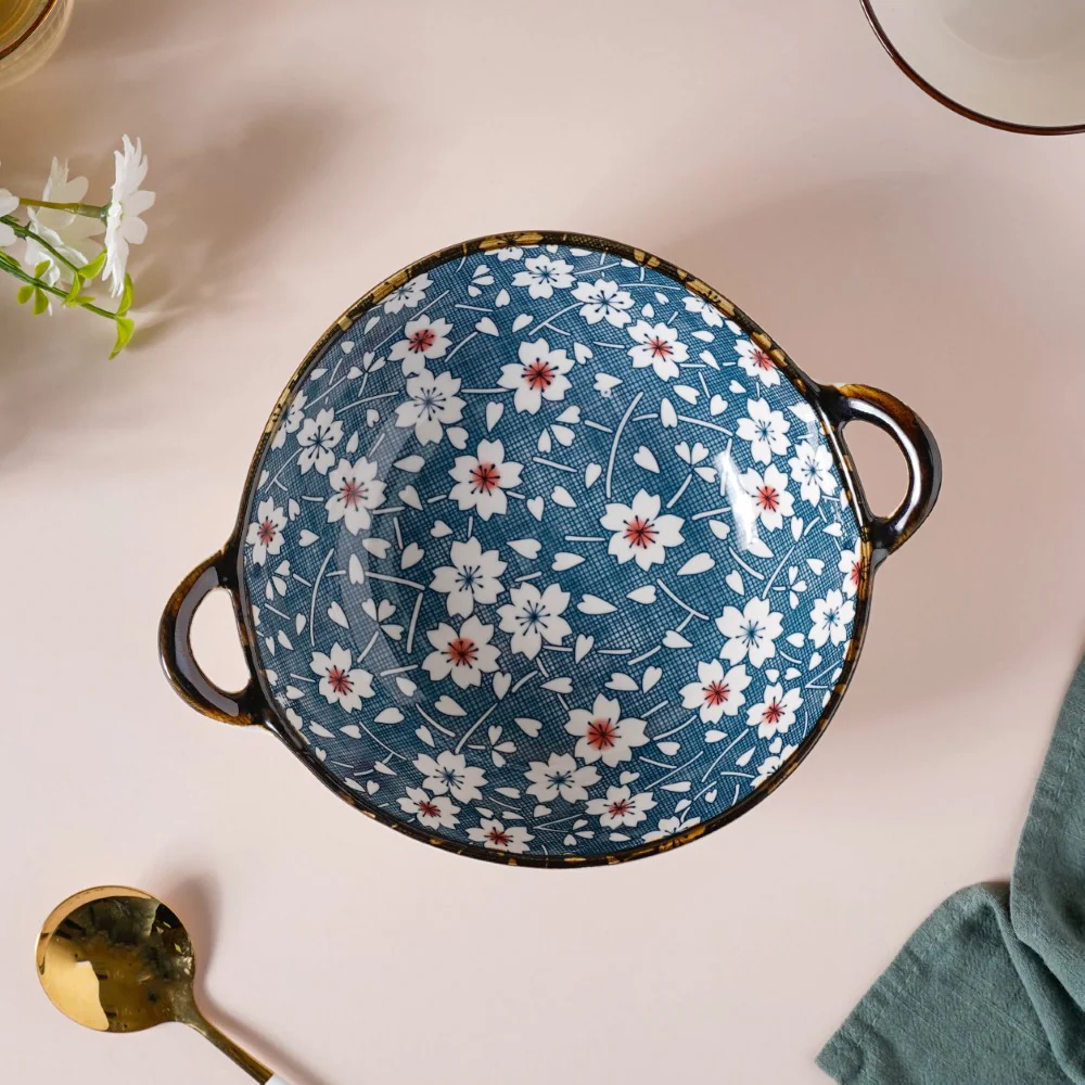 Nimono Ceramic Serving Bowl With Handles 9 Inch 500 ml - Image 3