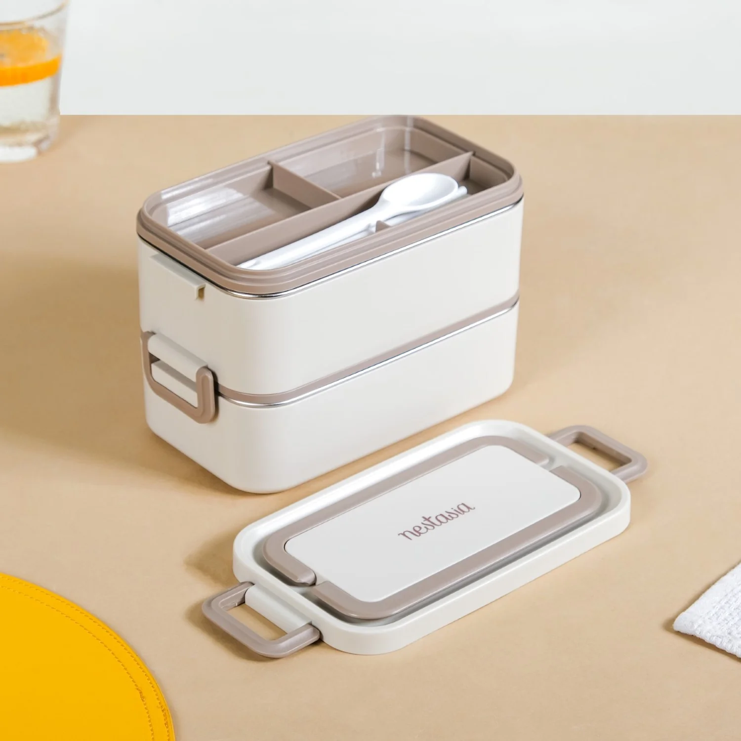 Ninja Airtight Double Decker Bento Lunch Box Matte Beige 2000ml - Image 10