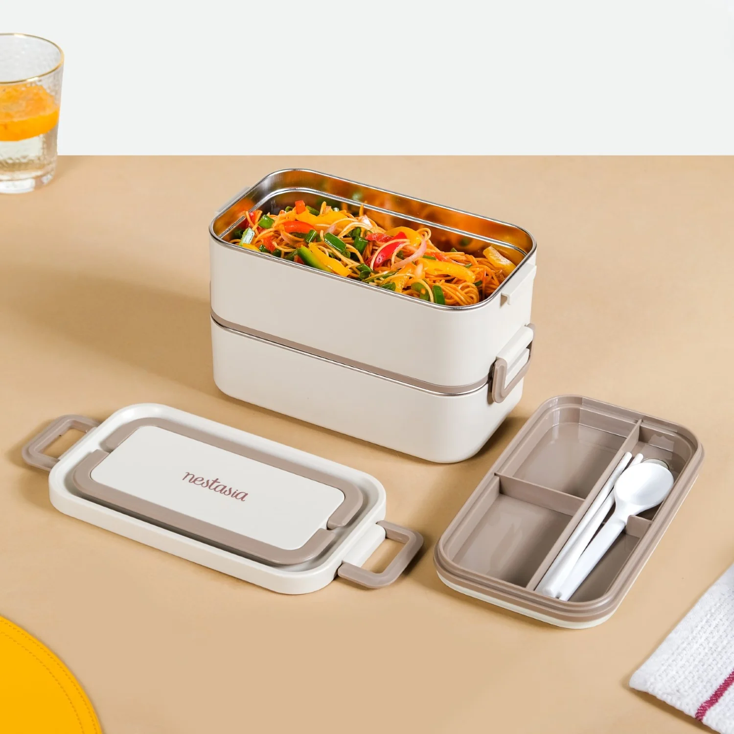 Ninja Airtight Double Decker Bento Lunch Box Matte Beige 2000ml - Image 16
