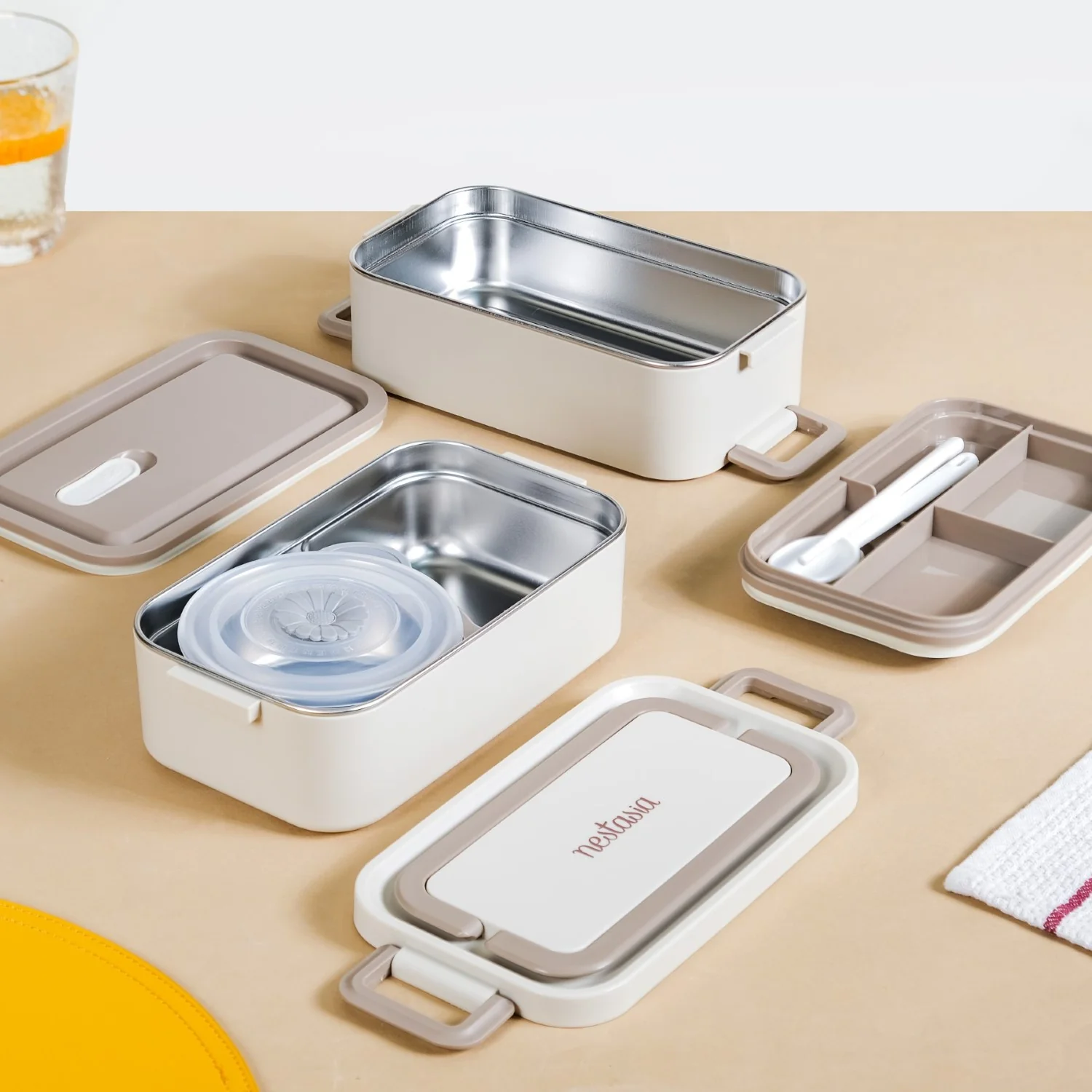 Ninja Airtight Double Decker Bento Lunch Box Matte Beige 2000ml - Image 3