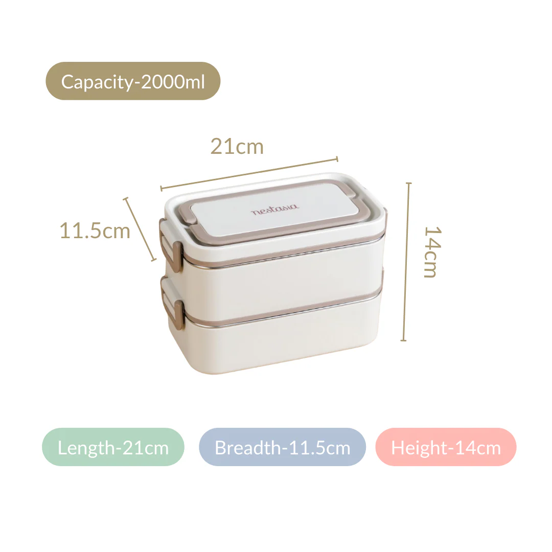 Ninja Airtight Double Decker Bento Lunch Box Matte Beige 2000ml - Image 7
