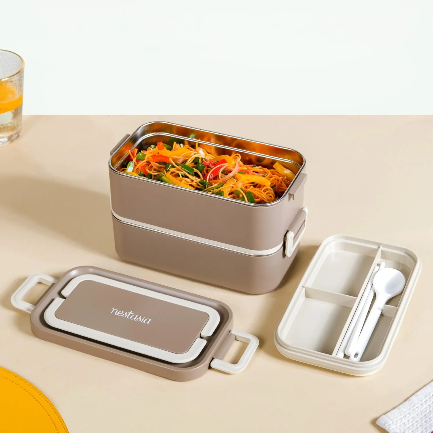 Ninja Leakproof Double Decker Bento Box For Lunch Beige 2000ml - Image 11