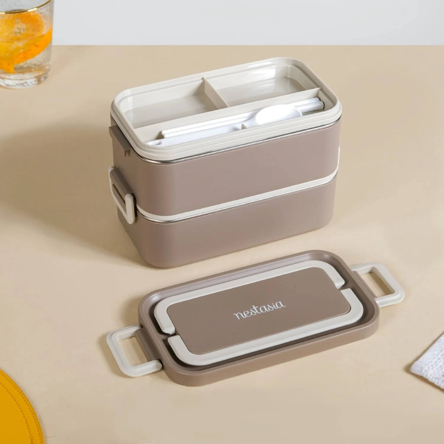 Ninja Leakproof Double Decker Bento Box For Lunch Beige 2000ml - Image 12