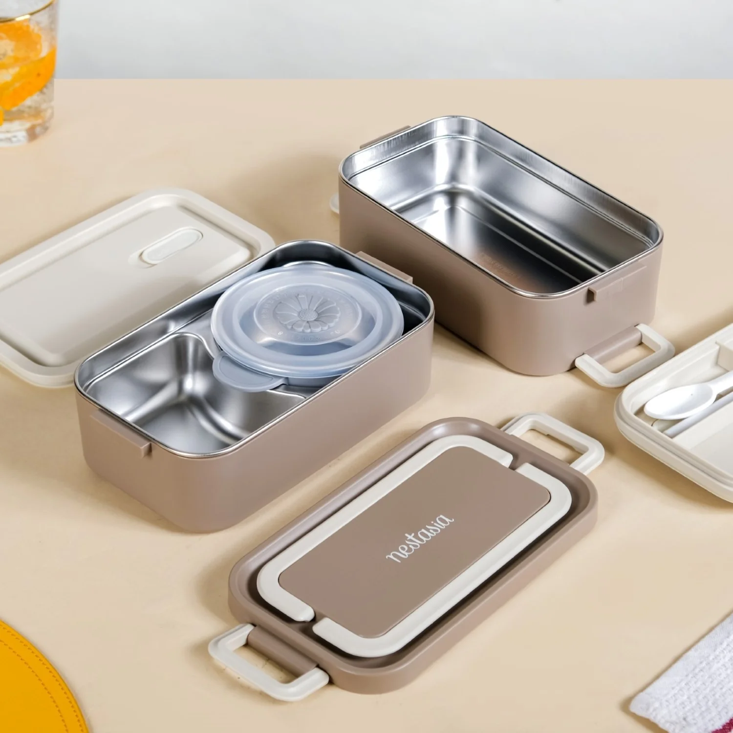 Ninja Leakproof Double Decker Bento Box For Lunch Beige 2000ml - Image 4