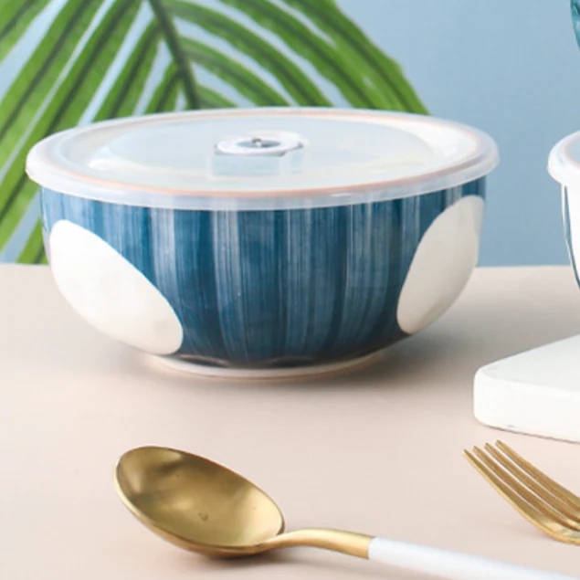 Nitori Dots Ceramic Serving Bowl 650ml