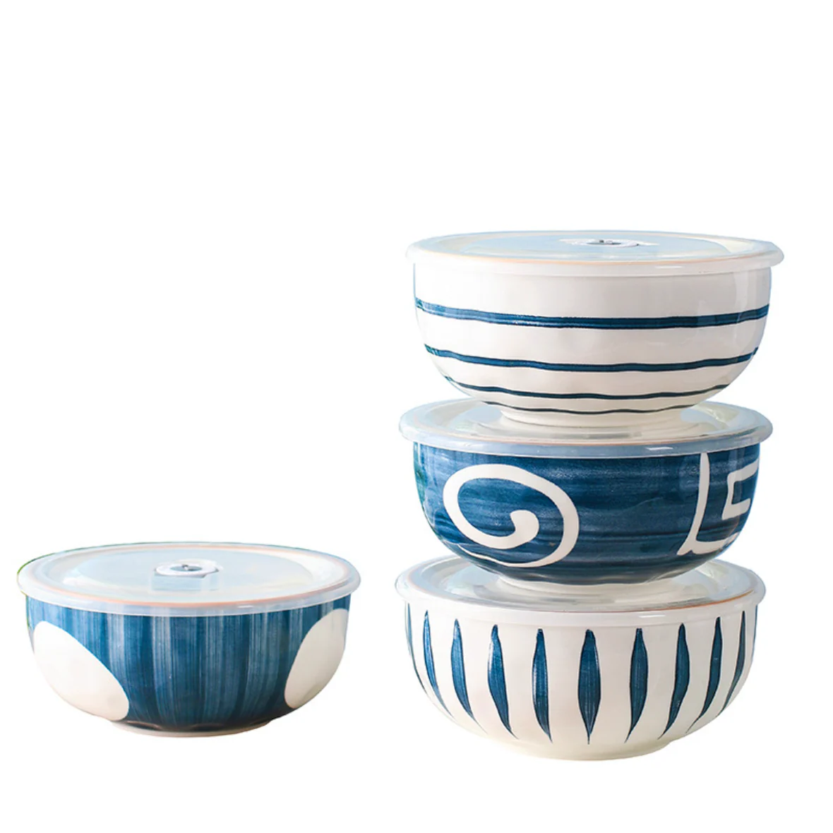 Nitori Linear Patterned Ceramic Serving Bowl 650ml - Image 6