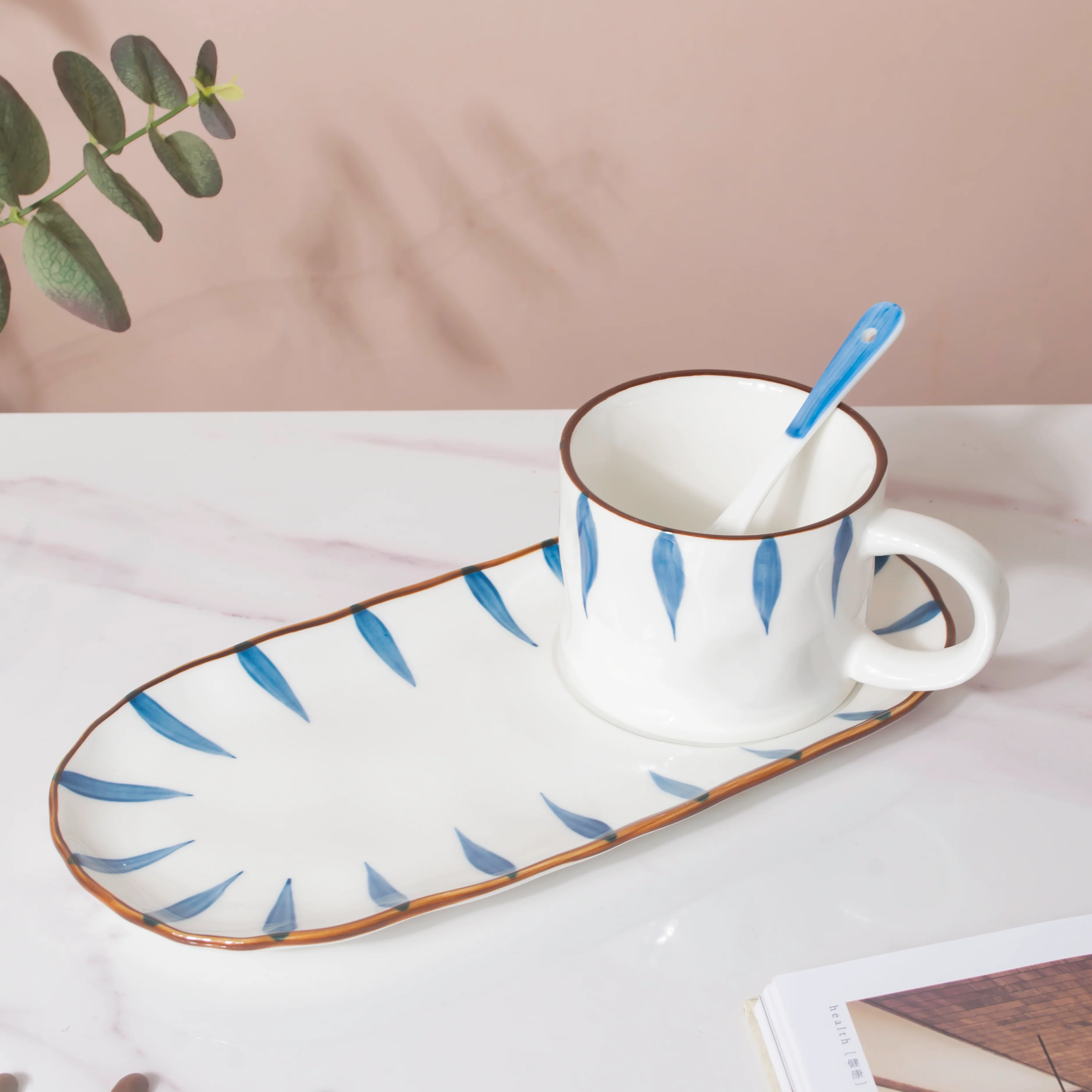 Nitori Teardrop Cup And Tray Set With Spoon - Image 2