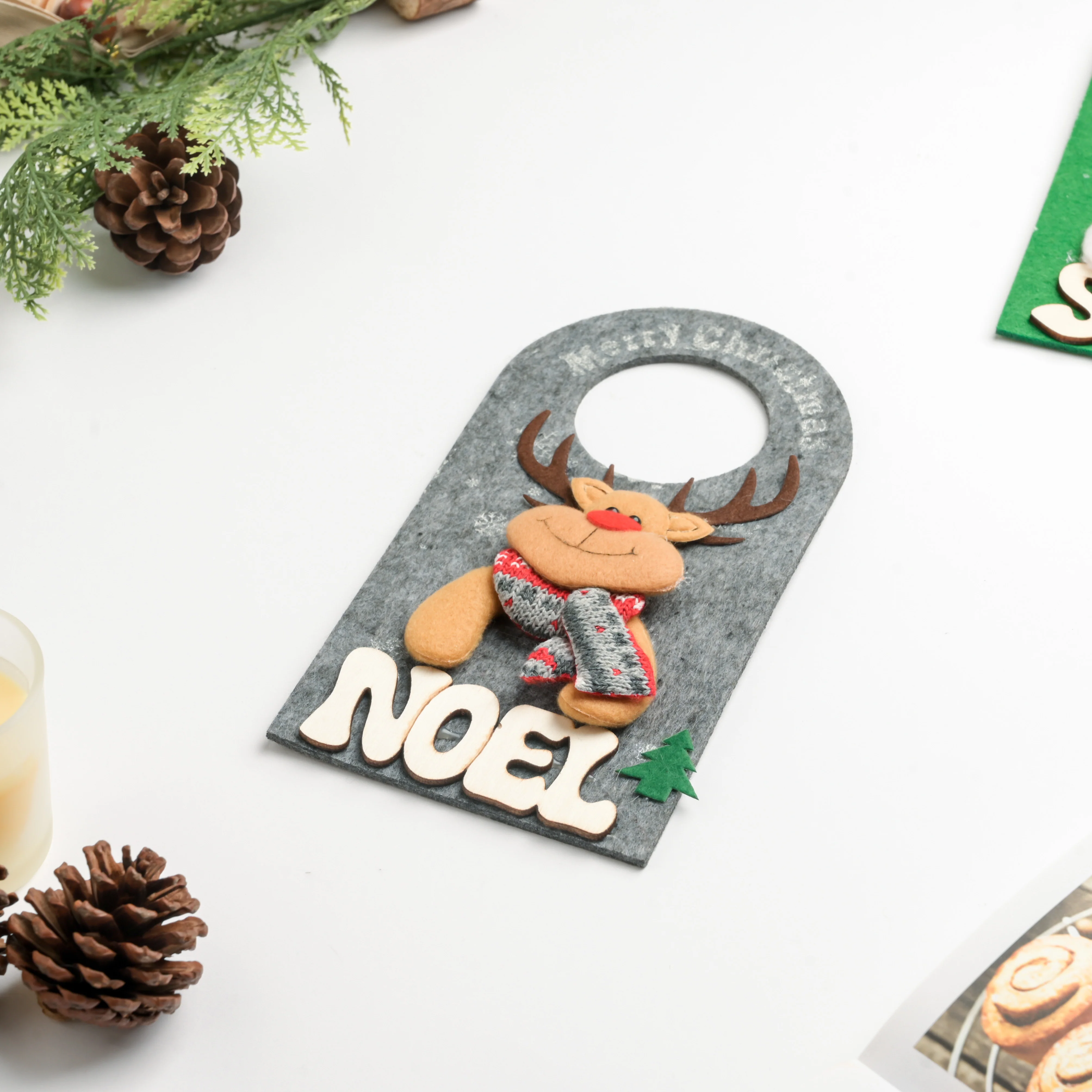 Noel Reindeer Door Tag Grey 8.5 Inch - Image 3