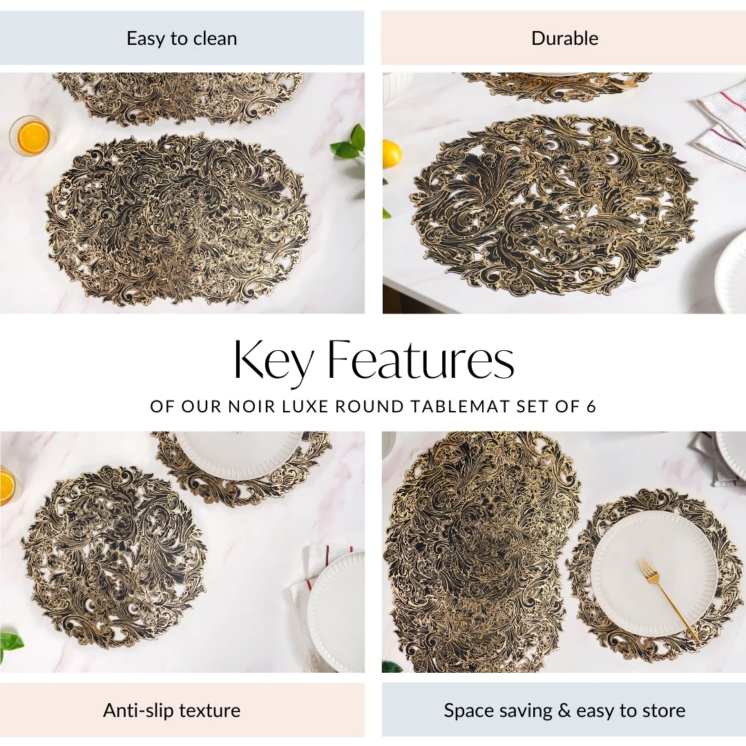 Noir Luxe Round Tablemat Set Of 6 - Image 5