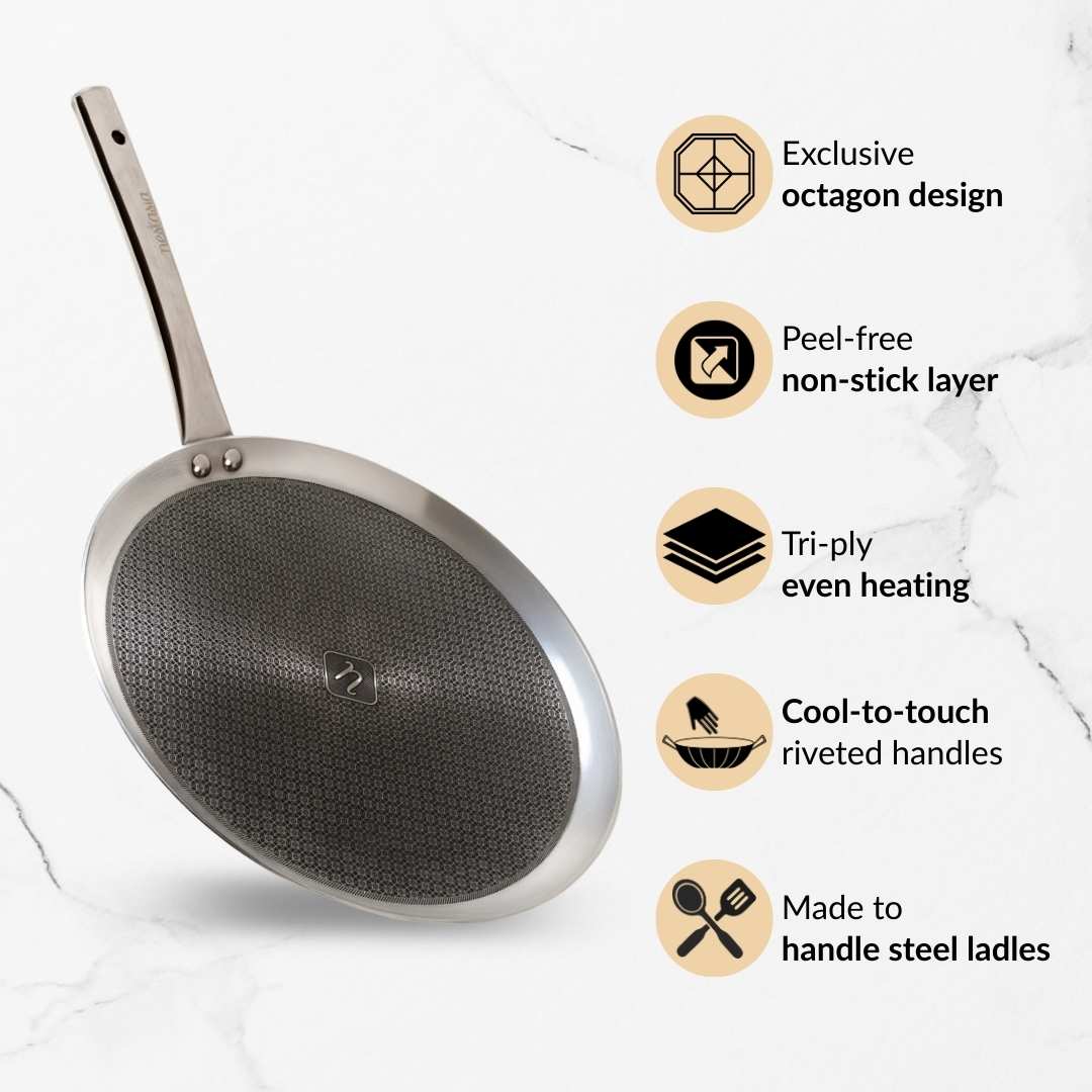 Non Stick Triply Induction Safe Honeycomb Dosa Tawa 32cm - Image 2