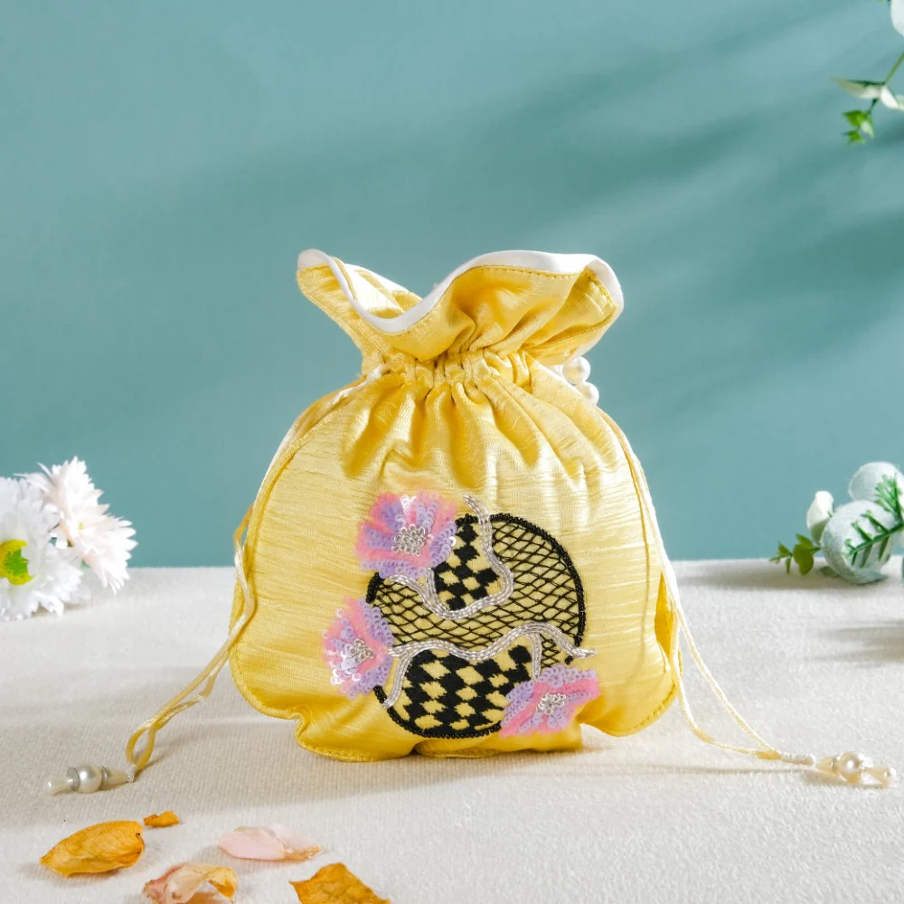 Noor Floral Potli Bag Yellow - Image 4