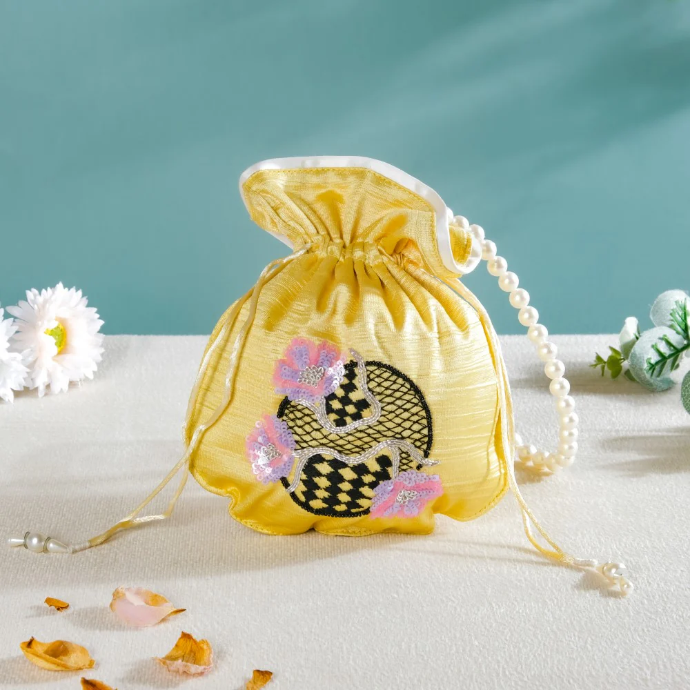 Noor Floral Potli Bag Yellow - Image 7