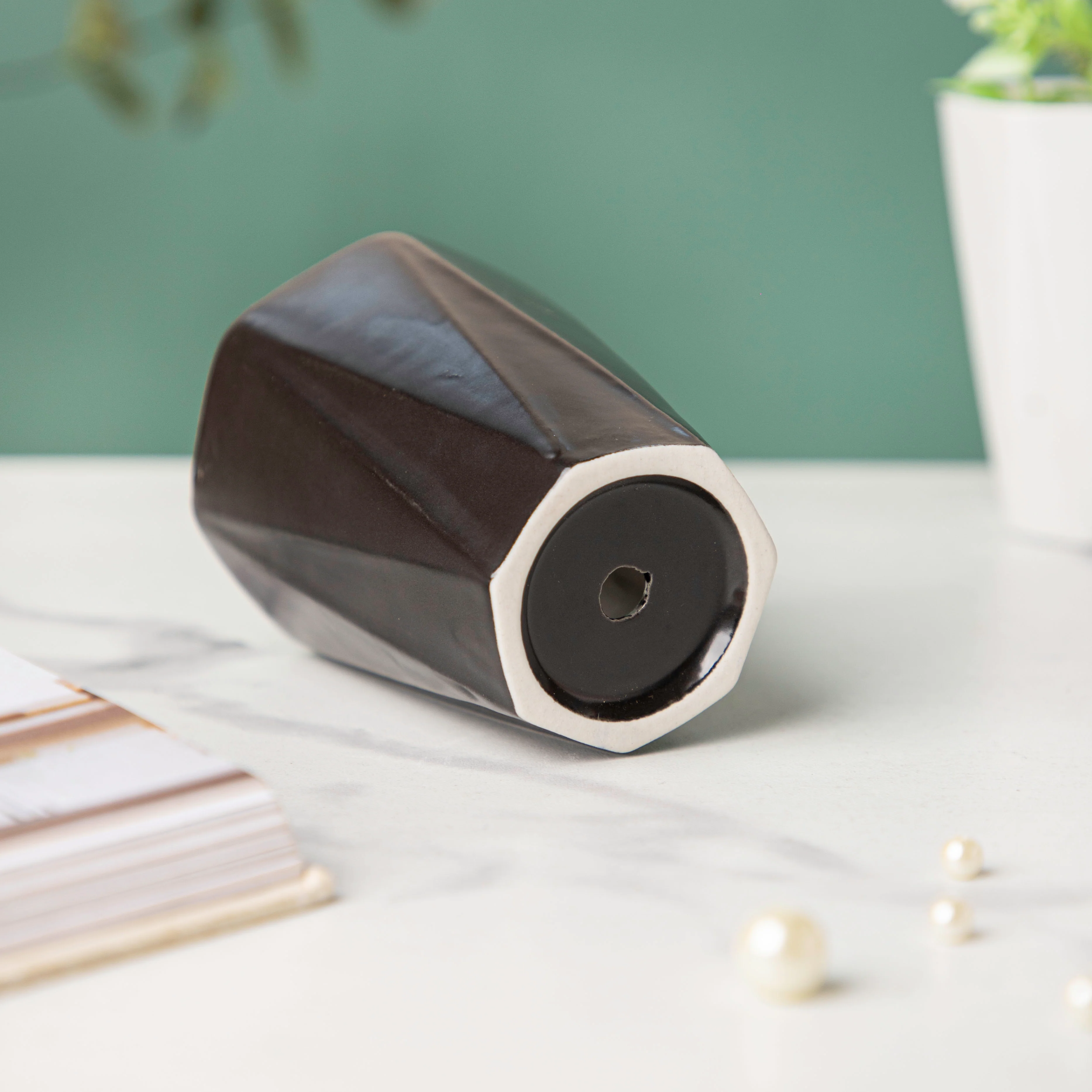 Nordic Black Textured Ceramic Planter - Image 3