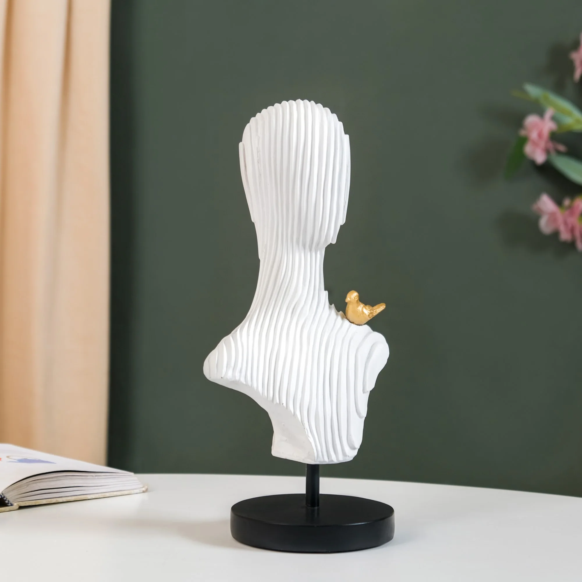 Nordic Contour Human Bust Resin Sculpture - Image 3