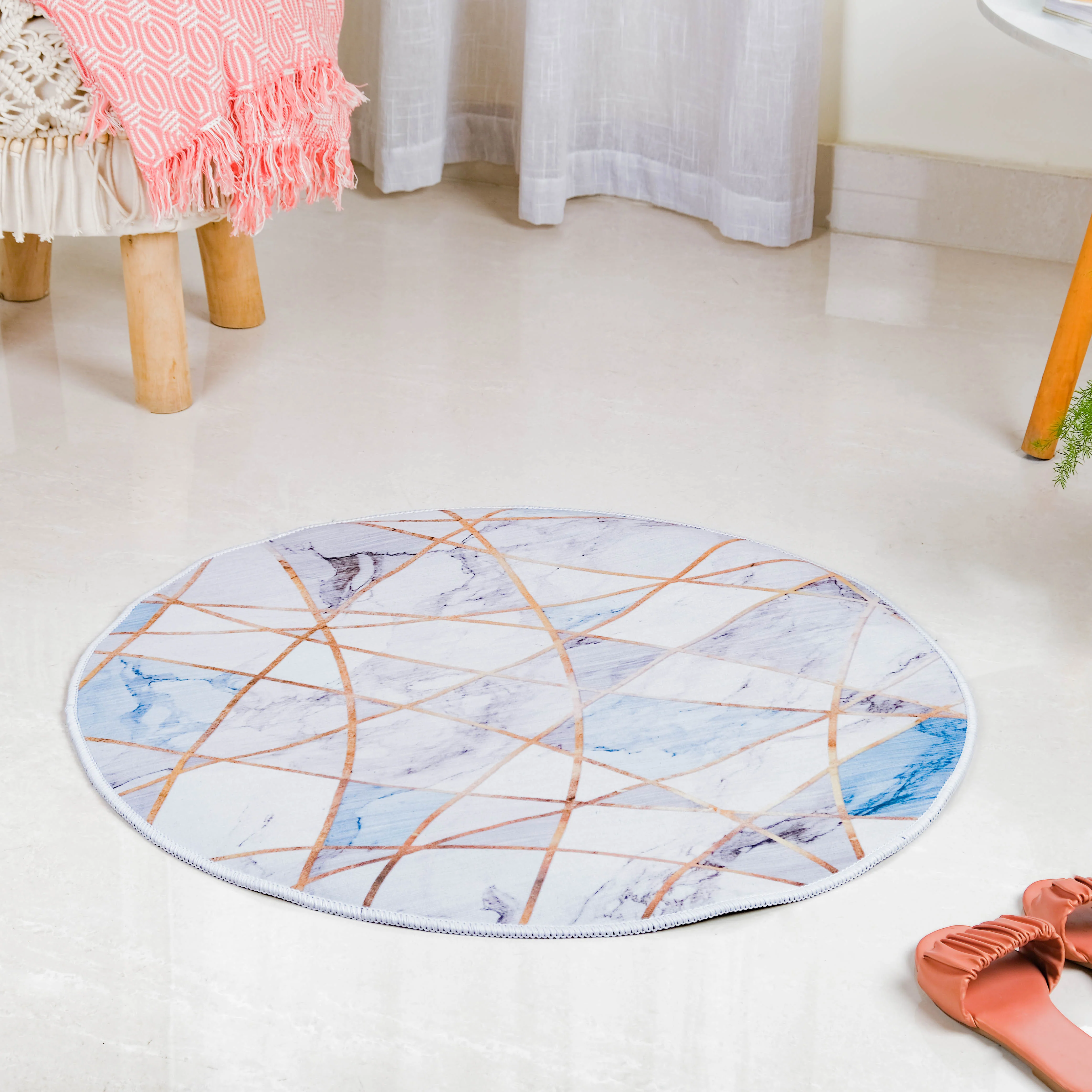 Nordic Round Carpet Blue - Image 3