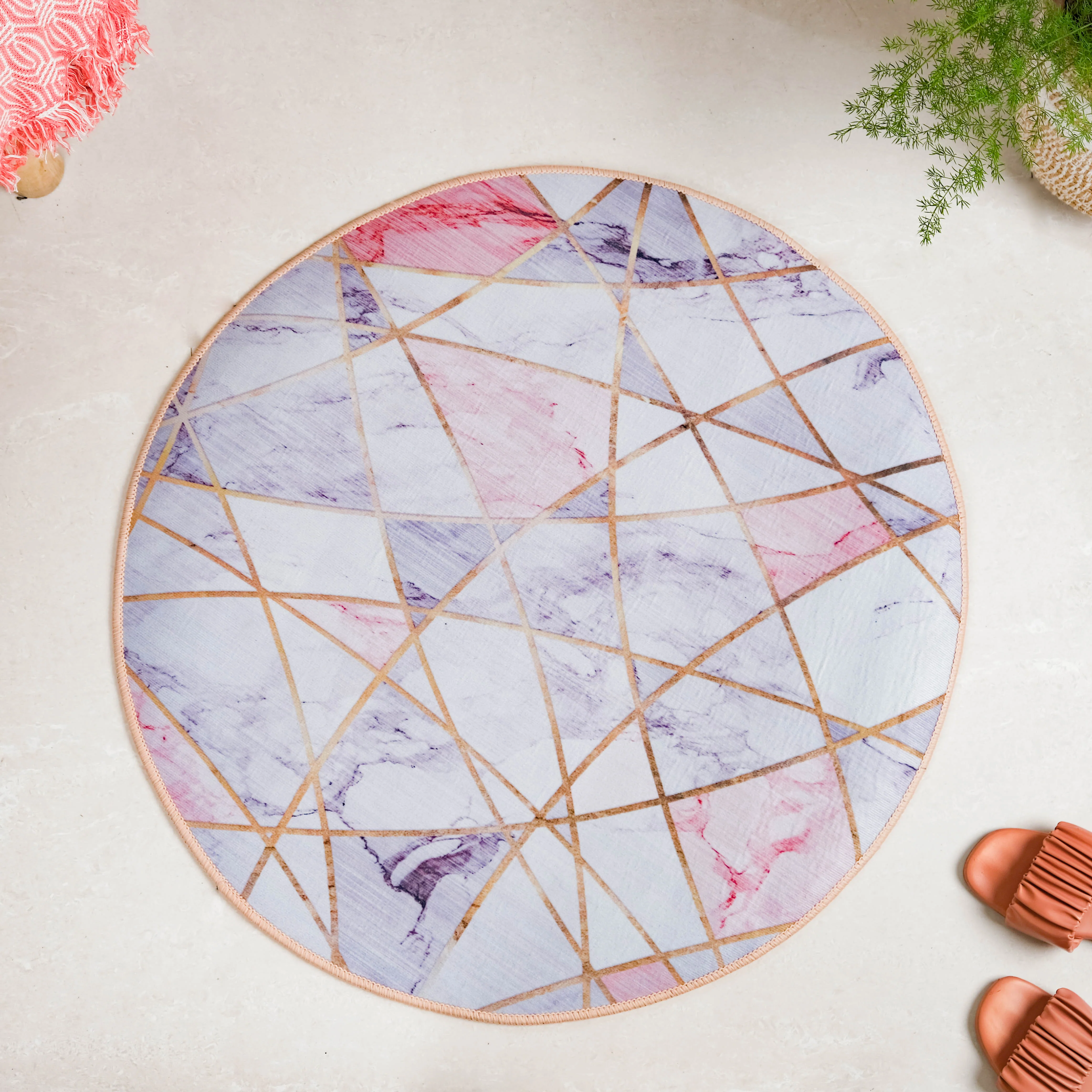 Nordic Round Carpet Pink - Image 2