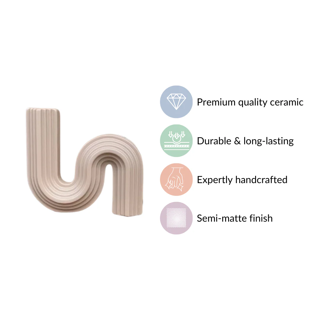 Nordic Wavy Ceramic Vase Beige - Image 5