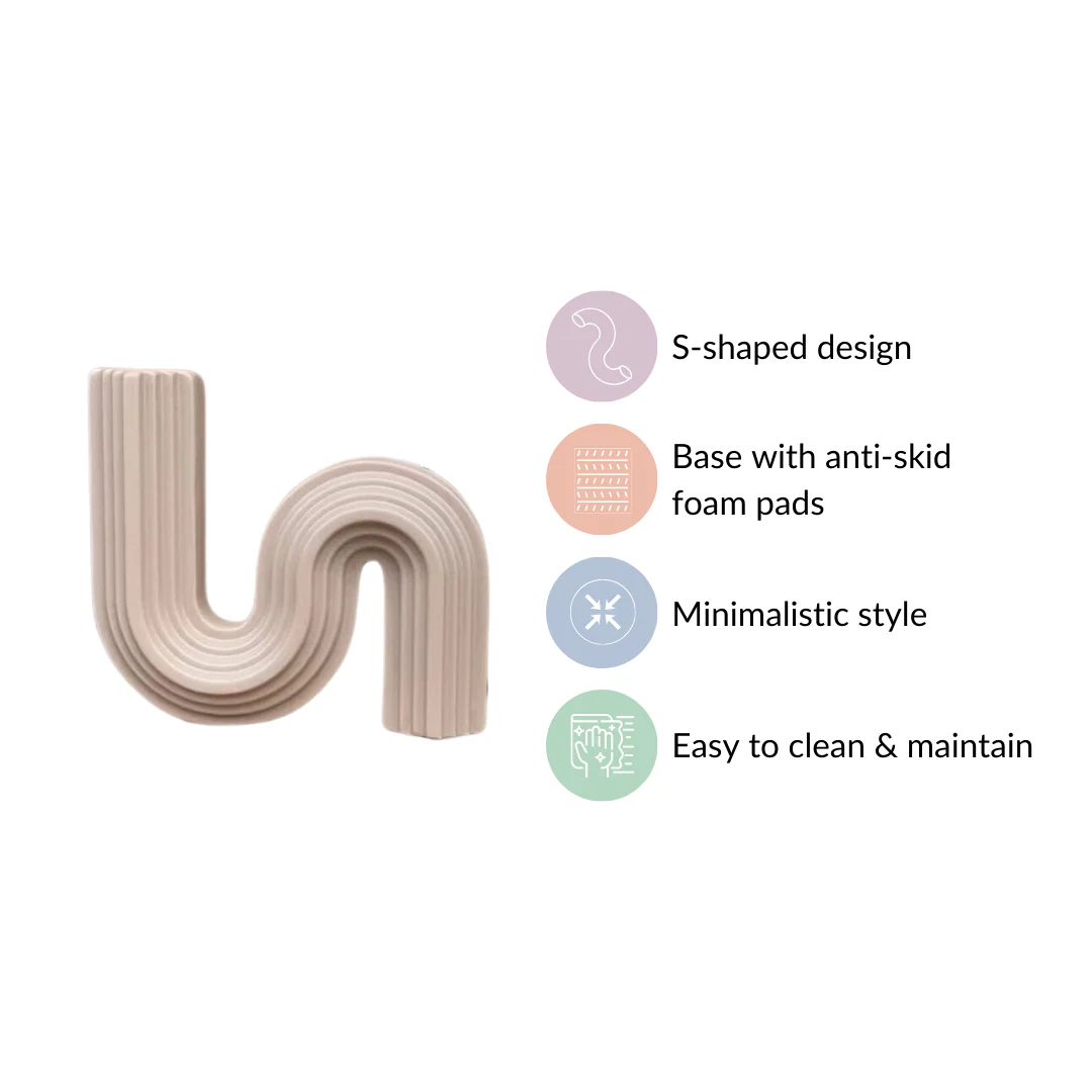Nordic Wavy Ceramic Vase Beige - Image 6