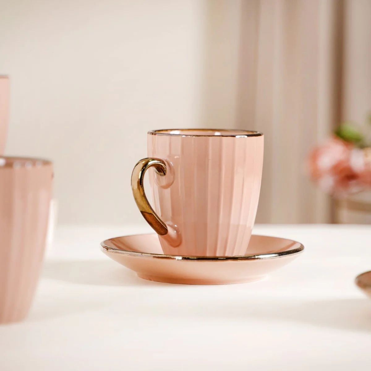Nori Cup and Saucer Set Of 6 Champagne Pink 250ml - Image 7