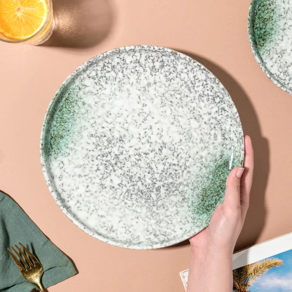 Nori Studio Pottery Dinner Plate White And Grey 10 Inch - Image 2