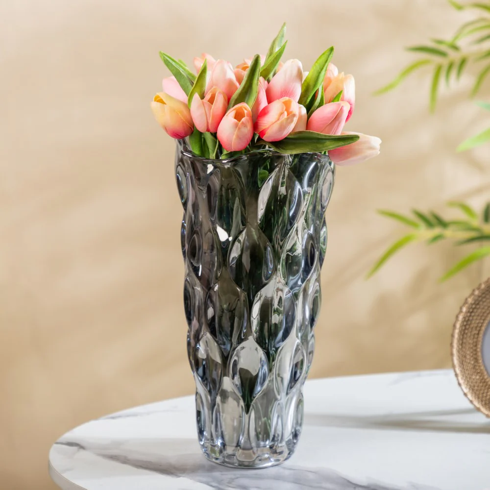Oasis Crystal Glass Vase Grey Large 11 Inch - Image 3