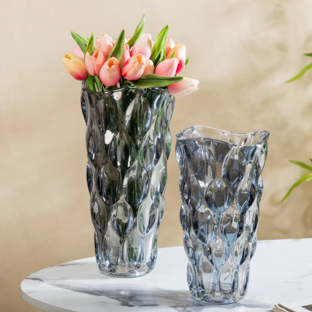Oasis Crystal Glass Vase Grey Large 11 Inch - Image 6