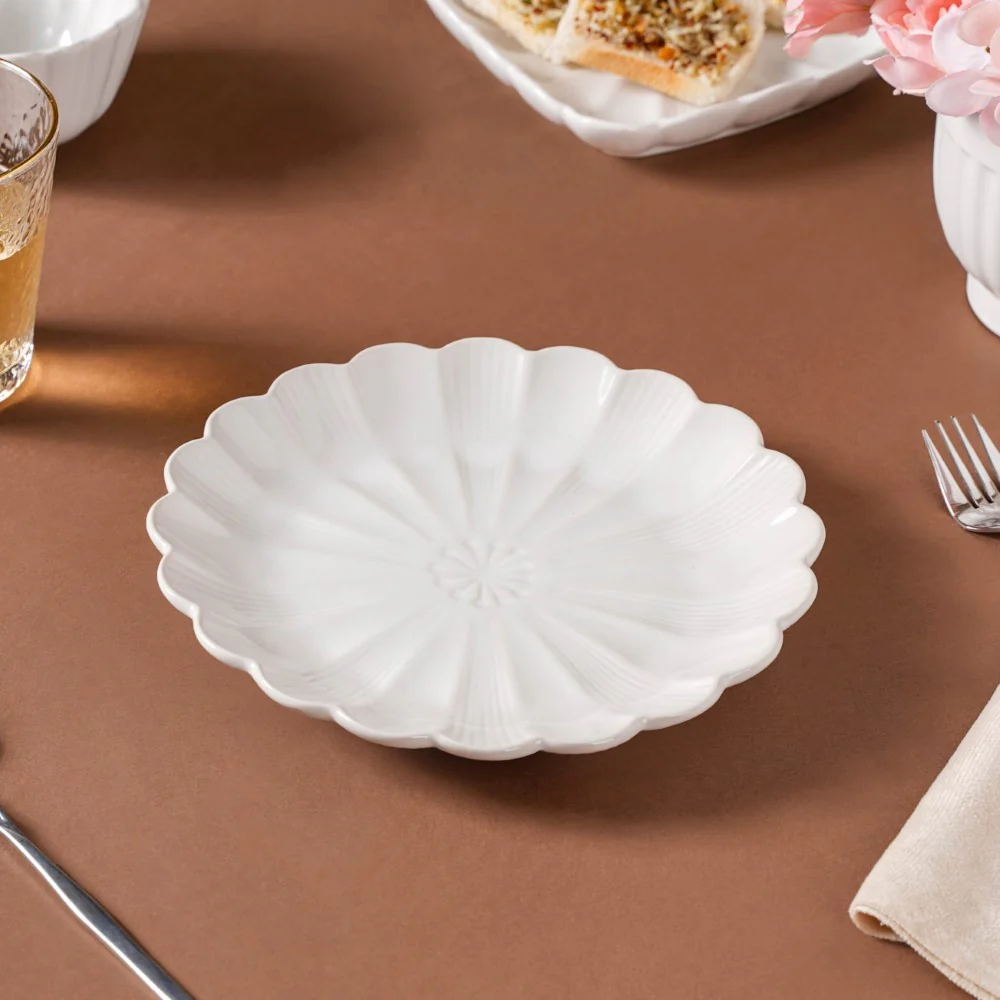 Ocean Ceramic Plate For Snacks 8 Inch White - Image 4