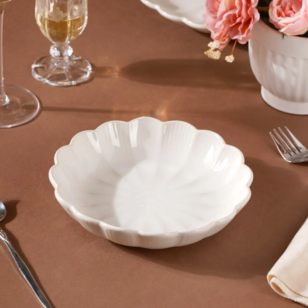 Ocean Ceramic Salad Plate White 7 Inch