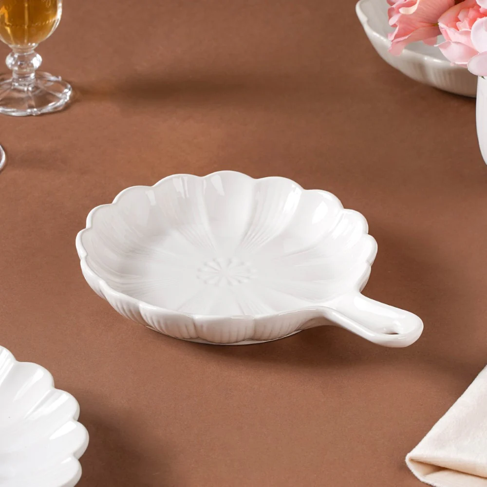 Ocean Round Dish with Handle White - Image 3