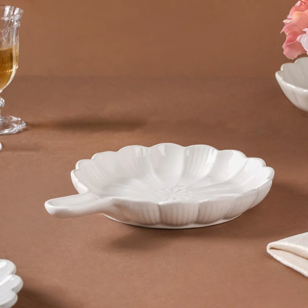Ocean Round Dish with Handle White - Image 4