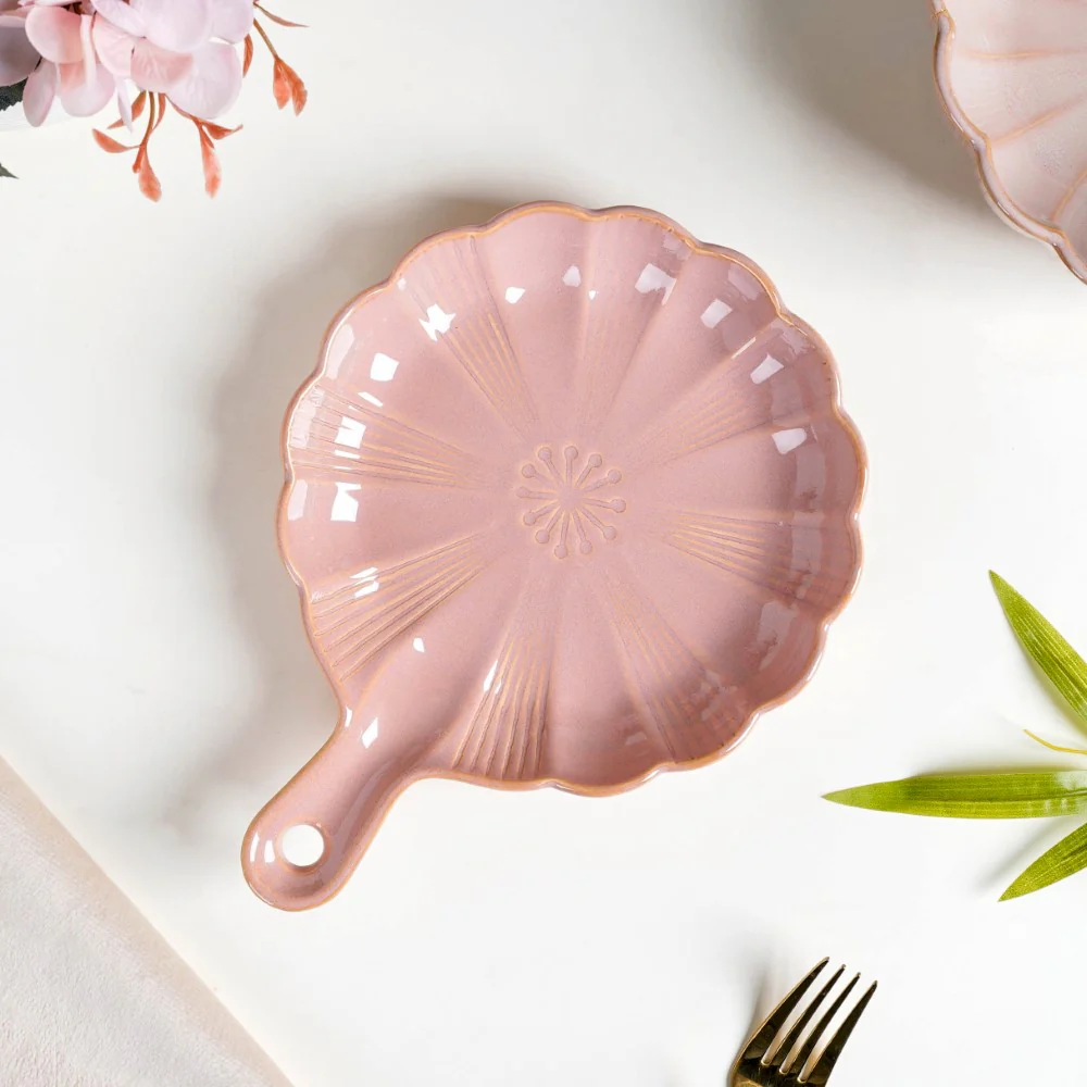 Ocean Round Plate with Handle Pink - Image 5