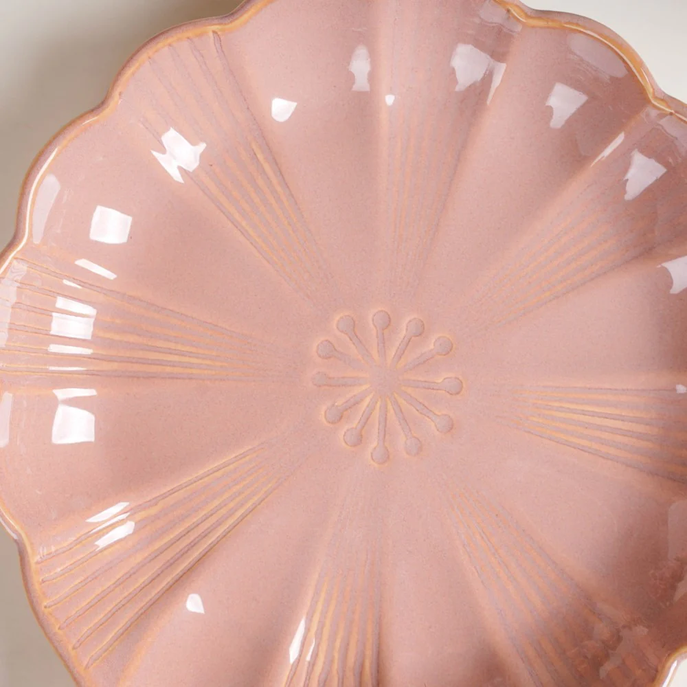 Ocean Round Plate with Handle Pink - Image 6